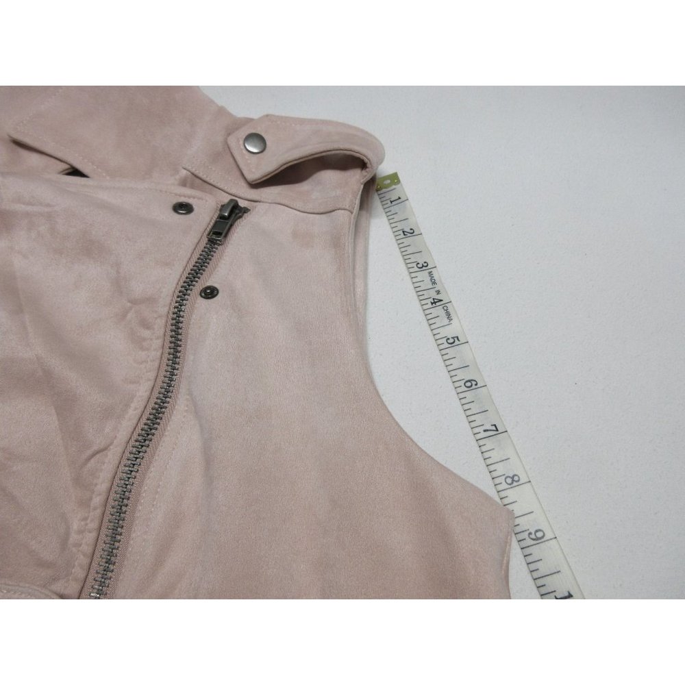 Philosophy women's soft pink vegan faux leather‎ suede moto vest, L - Picture 12 of 12